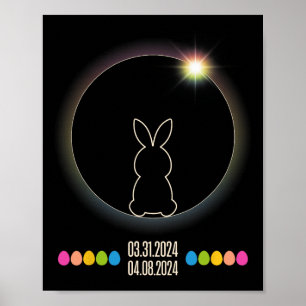 Solar Eclipse 2024 Fun Easter Bunny Easter Eggs  Poster