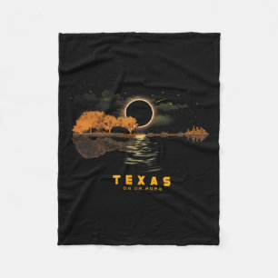 Solar Eclipse 2024 Guitar 04.08.24 Totality Texas  Fleece Blanket