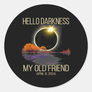 Solar Eclipse 2024 Hello Darkness My Old Friend Ap Classic Round Sticker