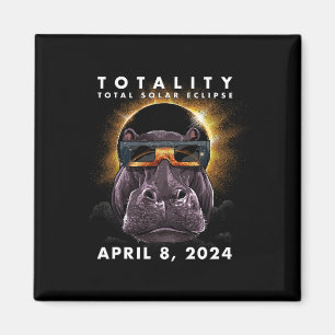 Solar Eclipse 2024 Hippo Wearing Eclipse Glasses Magnet