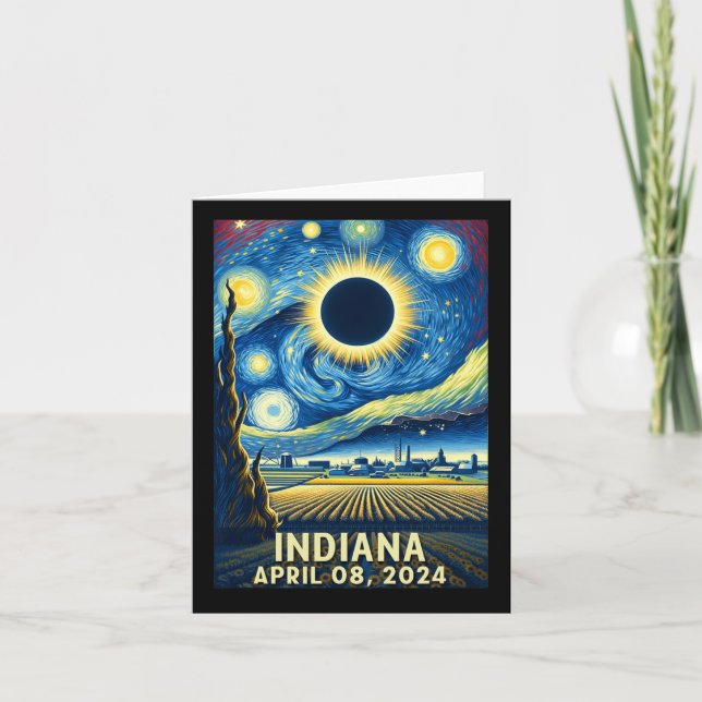 Solar Eclipse 2024 Indiana Starry Night  Card (Front)