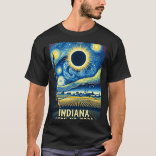 Solar Eclipse 2024 Indiana Starry Night  T-Shirt