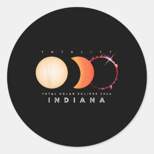 Solar Eclipse 2024 Indiana Total Eclipse America G Classic Round Sticker