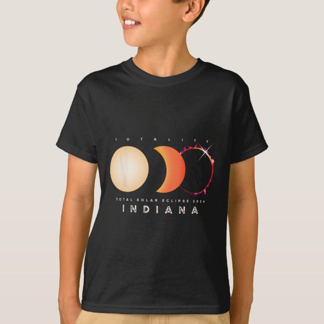 Solar Eclipse 2024 Indiana Total Eclipse Astronomy T-Shirt (Front)