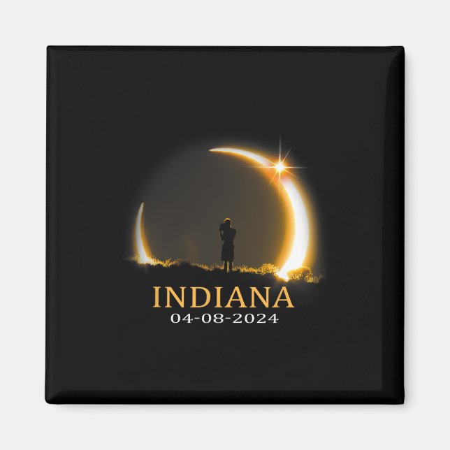 Solar Eclipse 2024 Indiana Total Solar Eclipse  Magnet (Front)