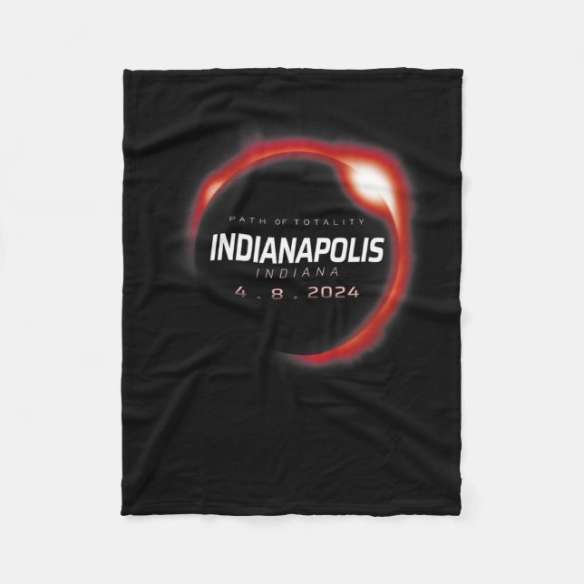 Solar Eclipse 2024 Indianapolis Indiana April 8 20 Fleece Blanket (Front)
