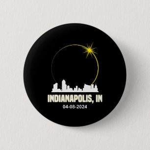 Solar Eclipse 2024 Indianapolis Skyline Indiana Ec 6 Cm Round Badge