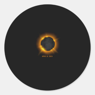 Solar Eclipse 2024 Long Sleeve  Classic Round Sticker