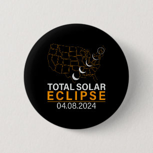 Solar Eclipse 2024 Map Eclipse April 8 2024 Eclips 6 Cm Round Badge