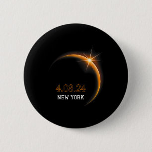 Solar Eclipse 2024 New York Totality Spring 4.08.2 6 Cm Round Badge