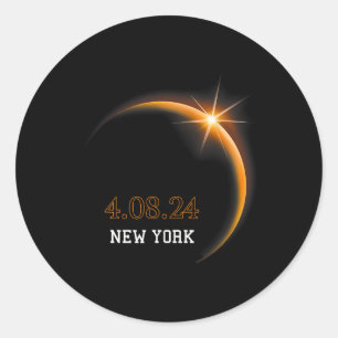 Solar Eclipse 2024 New York Totality Spring 4.08.2 Classic Round Sticker