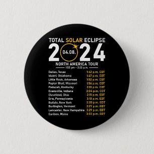 Solar Eclipse 2024 North America Tour State Totali 6 Cm Round Badge
