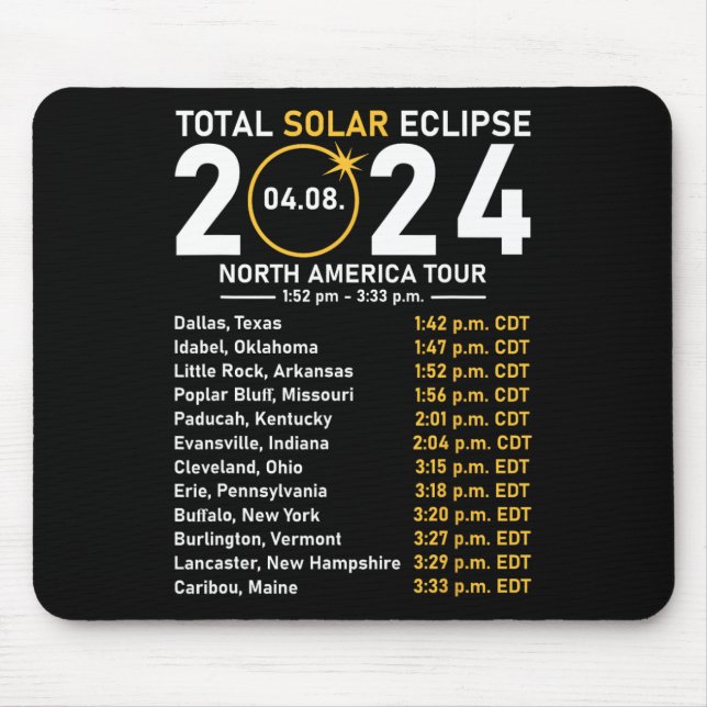 Solar Eclipse 2024 North America Tour State Totali Mouse Pad (Front)