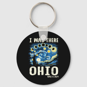 Solar Eclipse 2024 Ohio - Starry Night Painting  Key Ring
