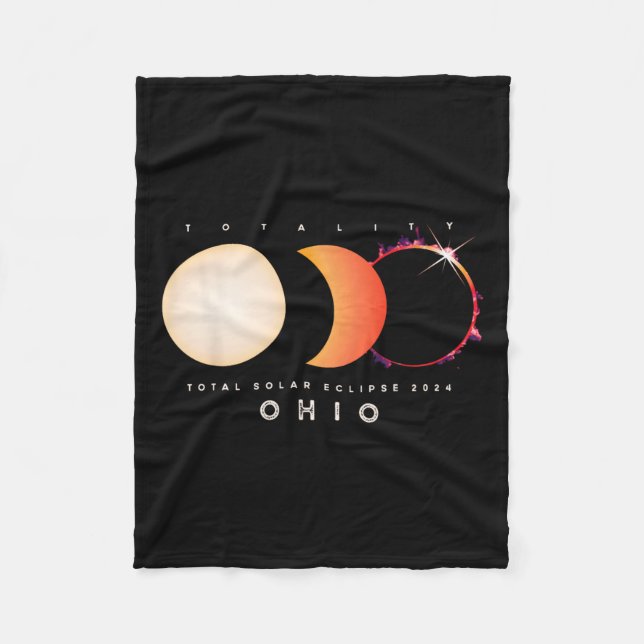 Solar Eclipse 2024 Ohio Total Eclipse America Grap Fleece Blanket (Front)