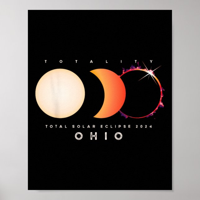 Solar Eclipse 2024 Ohio Total Eclipse America Grap Poster (Front)
