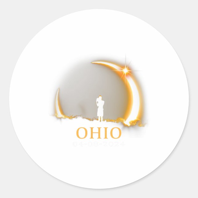 Solar Eclipse 2024 Ohio Total Solar Eclipse 1  Classic Round Sticker (Front)