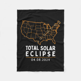 Solar Eclipse 2024 Party America Totality Total Us Fleece Blanket