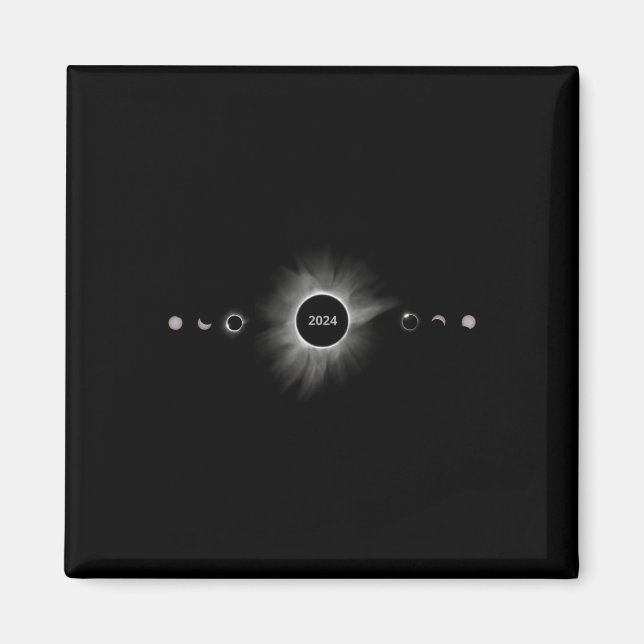 Solar Eclipse 2024 Phases Total Eclipse  Magnet (Front)