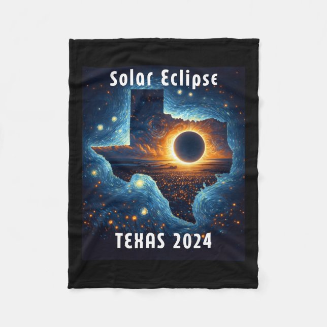 Solar Eclipse 2024 Starry Night  Fleece Blanket (Front)