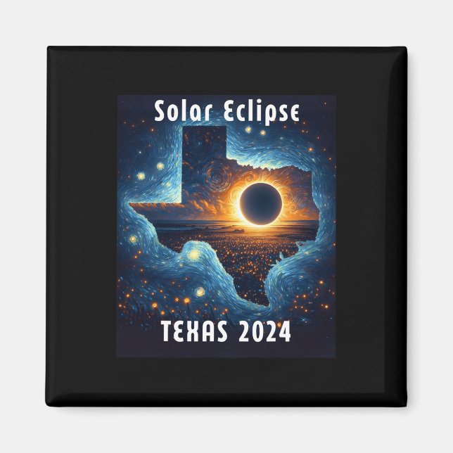 Solar Eclipse 2024 Starry Night  Magnet (Front)