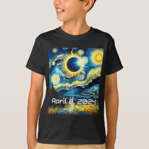 Solar Eclipse 2024 Starry Night Painting Van Gogh T-Shirt