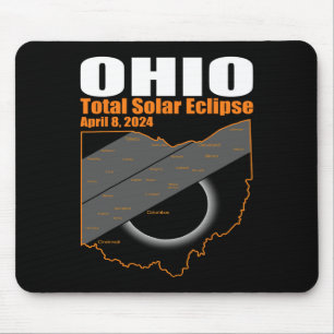 Solar Eclipse 2024 State Ohio Map Total Solar Ecli Mouse Pad