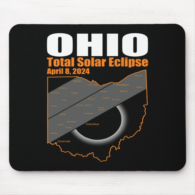 Solar Eclipse 2024 State Ohio Map Total Solar Ecli Mouse Pad (Front)
