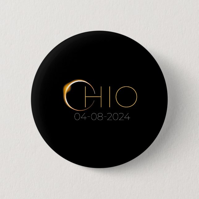 Solar Eclipse 2024 State Ohio Total Solar Eclipse  6 Cm Round Badge (Front)