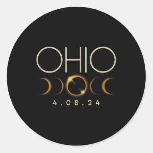 Solar Eclipse 2024 State Ohio Total Solar Eclipse  Classic Round Sticker