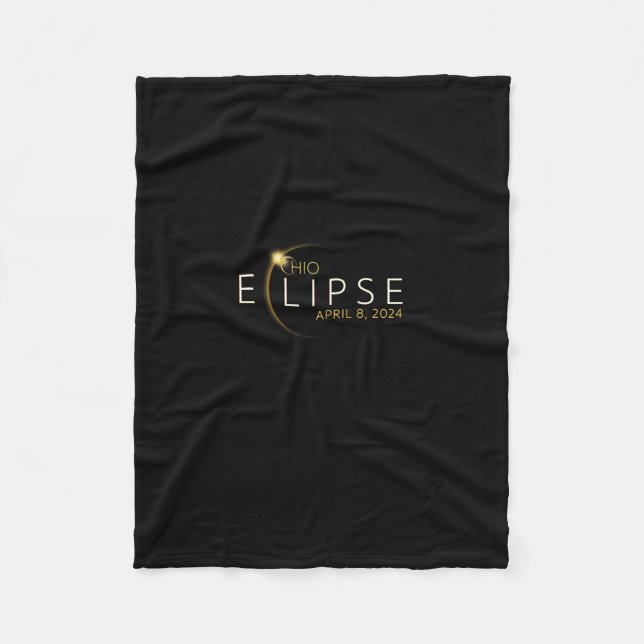 Solar Eclipse 2024 State Ohio Total Solar Eclipse  Fleece Blanket (Front)