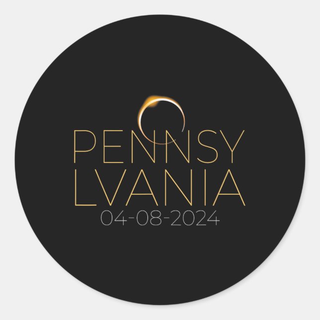 Solar Eclipse 2024 State Pennsylvania Total Solar  Classic Round Sticker (Front)