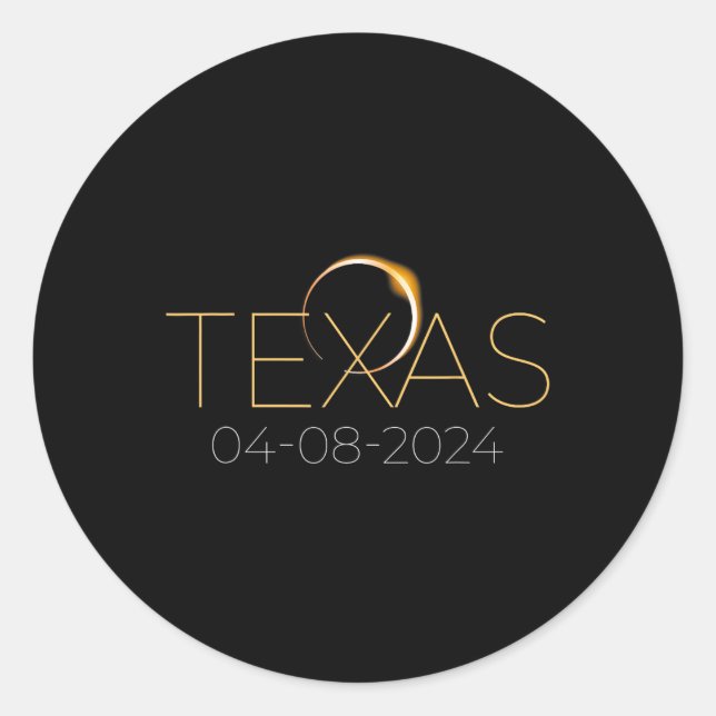 Solar Eclipse 2024 State Texas Total Solar Eclipse Classic Round Sticker (Front)