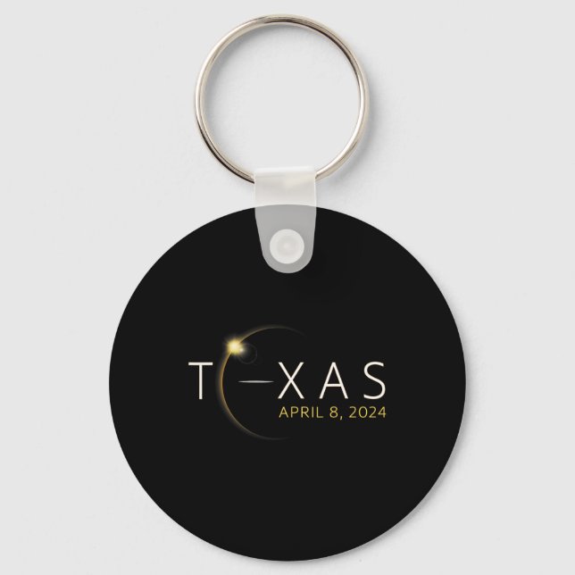 Solar Eclipse 2024 State Texas Total Solar Eclipse Key Ring (Front)