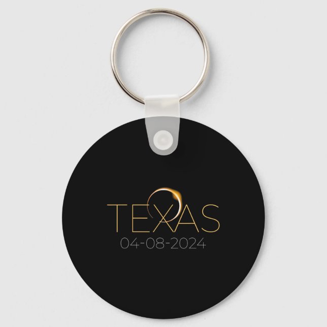 Solar Eclipse 2024 State Texas Total Solar Eclipse Key Ring (Front)