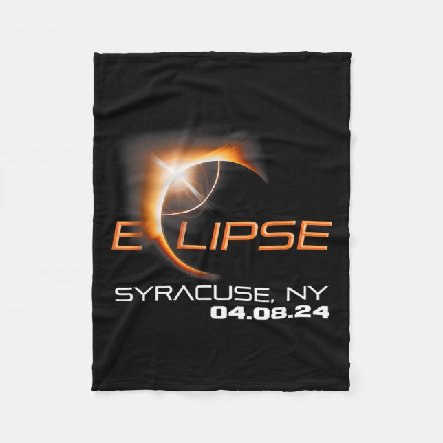 Solar Eclipse 2024 Syracuse New York  Fleece Blanket (Front)