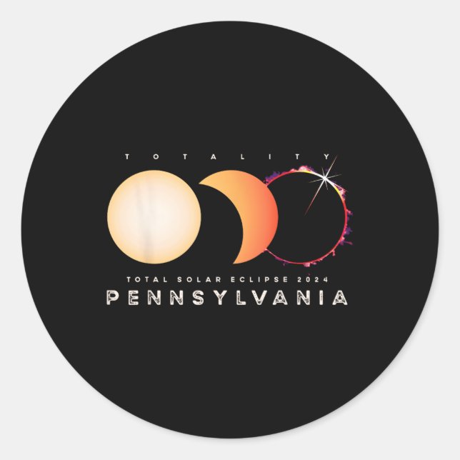 Solar Eclipse 2024 Total Eclipse Pennsylvania Grap Classic Round Sticker (Front)
