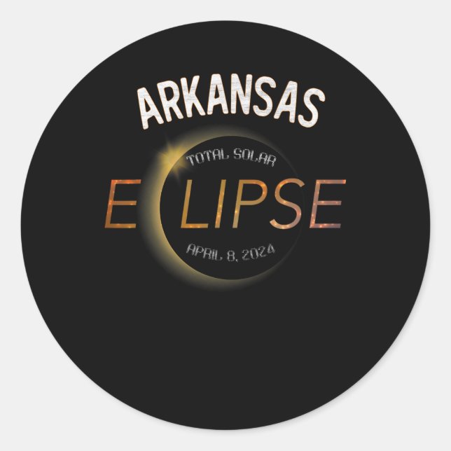 Solar Eclipse 2024 Total Solar Eclipse State Arkan Classic Round Sticker (Front)