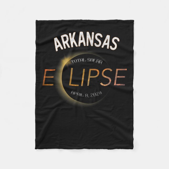 Solar Eclipse 2024 Total Solar Eclipse State Arkan Fleece Blanket (Front)