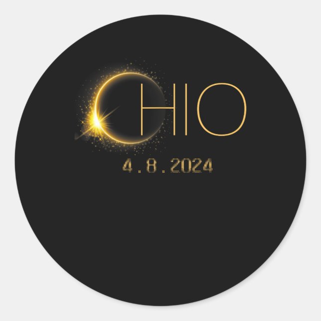 Solar Eclipse 2024 Total Solar Eclipse State Ohio  Classic Round Sticker (Front)