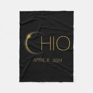 Solar Eclipse 2024 Total Solar Eclipse State Ohio Fleece Blanket