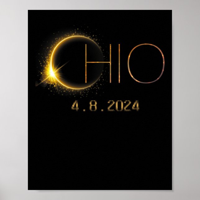 Solar Eclipse 2024 Total Solar Eclipse State Ohio  Poster (Front)