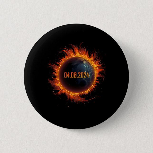 Solar Eclipse 2024 Total Sun Eclipse 1  6 Cm Round Badge (Front)