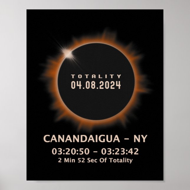 Solar Eclipse 2024 Totality 04.08.24 New York Ny  Poster (Front)