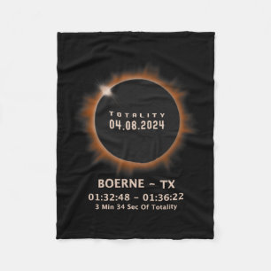 Solar Eclipse 2024 Totality 04.08.24 Texas Tx  Fleece Blanket