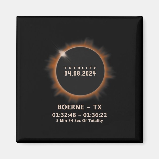 Solar Eclipse 2024 Totality 04.08.24 Texas Tx  Magnet (Front)