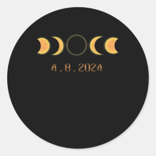 Solar Eclipse 2024 Totality April 8  Classic Round Sticker
