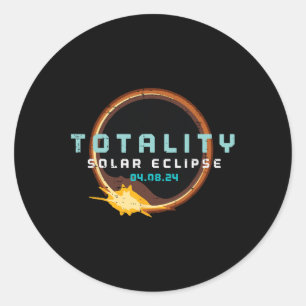 Solar Eclipse 2024 Totality April 8 Men Women Kids Classic Round Sticker