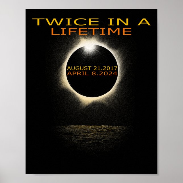 Solar Eclipse 2024 Twice In Lifetime Solar Eclipse Poster (Front)