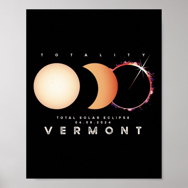Solar Eclipse 2024 Vermont Total Eclipse Astronomy Poster (Front)